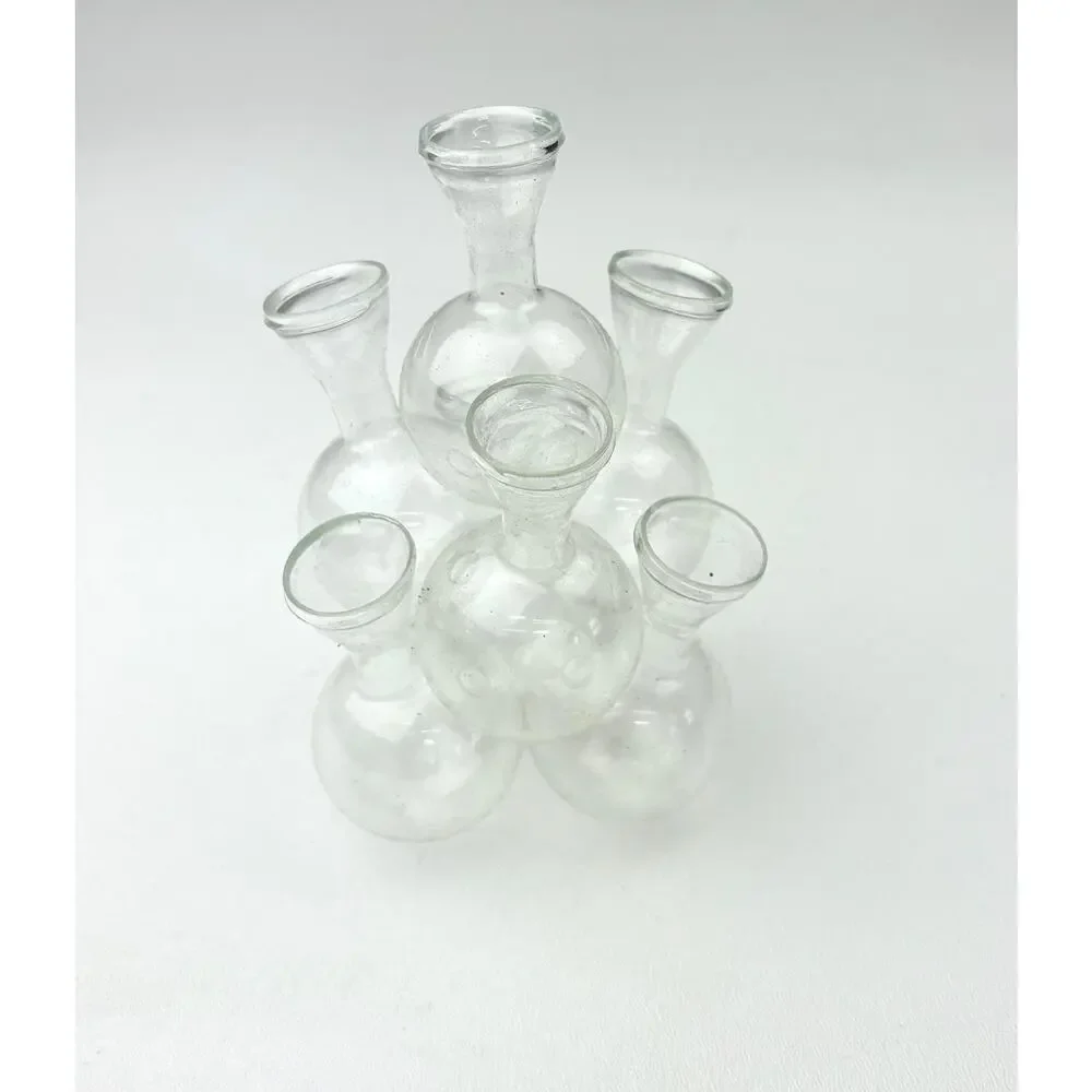 Vtg 7 Cluster Glass Bulb Vase Propagation Station Flower Floral Arranger & Box
